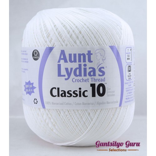 Aunt Lydias Classic Crochet Thread 10 Large White